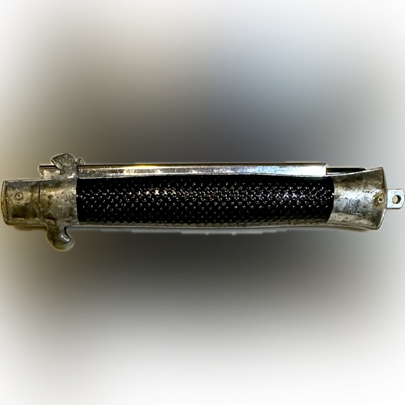 VTG SWITCHBLADE COMB FLAWED BLACK SILVER 5” to 9” STAINLESS HAIR GROOM KNIFE - Picture 4 of 8